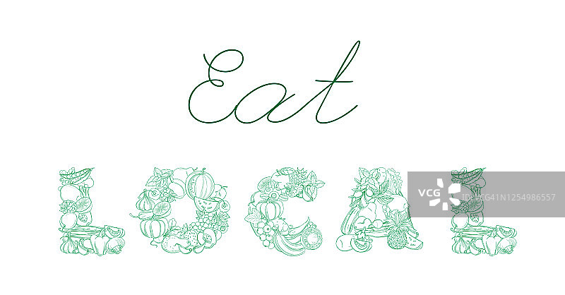 “EAT LOCAL”农场蔬果标志字体图片素材