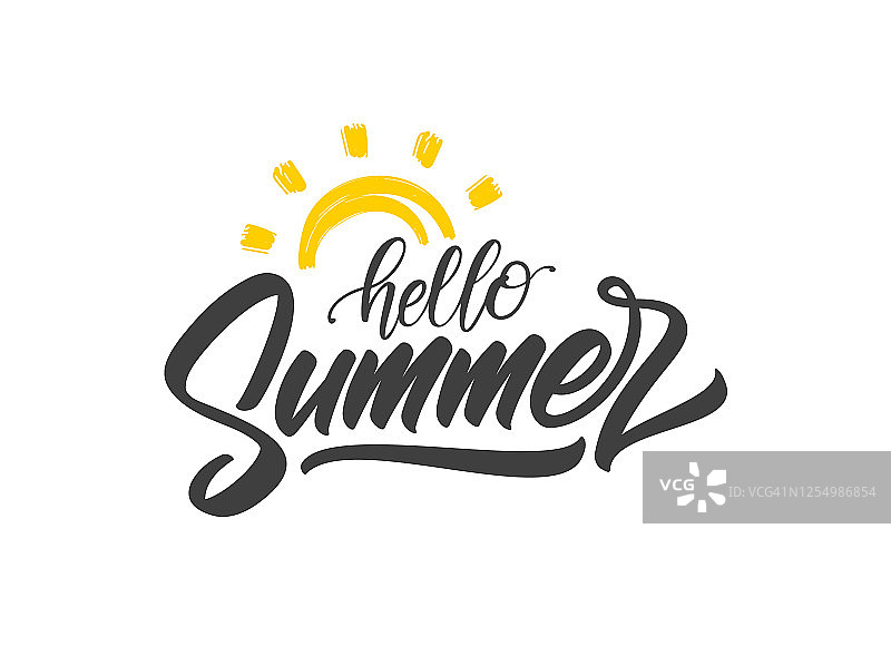 矢量手写你好夏天涂鸦太阳图片素材
