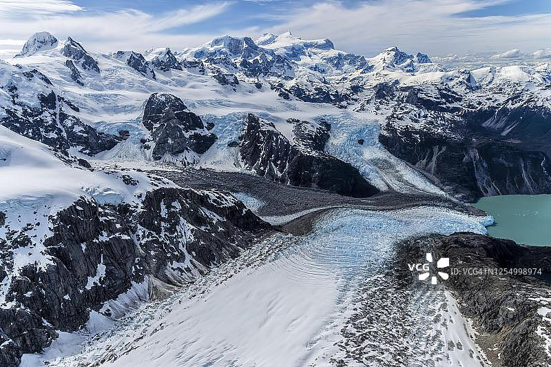 智利北巴塔哥尼亚冰原航拍图片素材