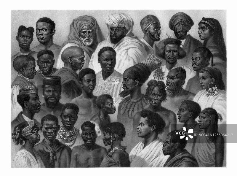 非洲民族古版画插图图片素材