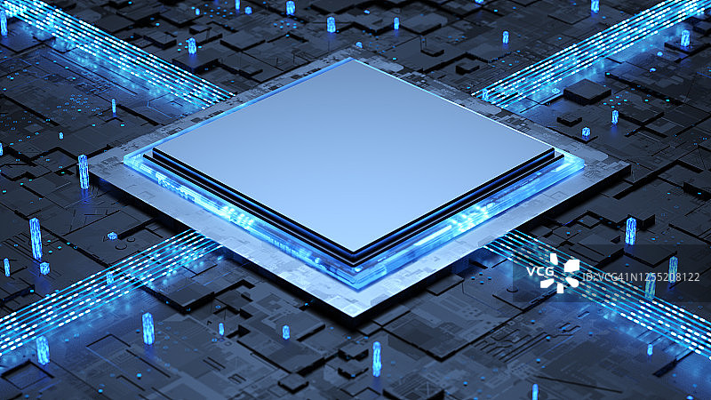 蓝色网络上的晶片图片素材