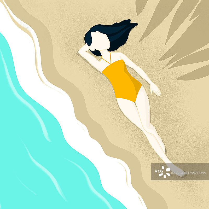 在海滩上放松身心图片素材