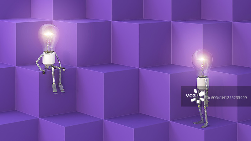 人形灯泡3D渲染图片素材