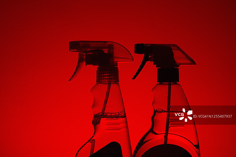 带扳机动作的清洁/消毒剂瓶特写图片素材
