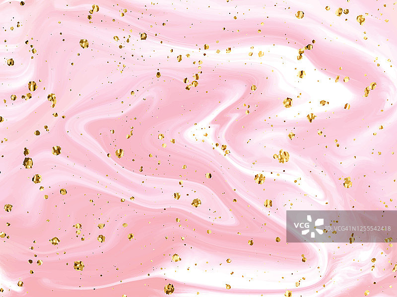金色玫瑰大理石帆布抽象绘画背景，带金色飞溅和条纹纹理矢量图图片素材