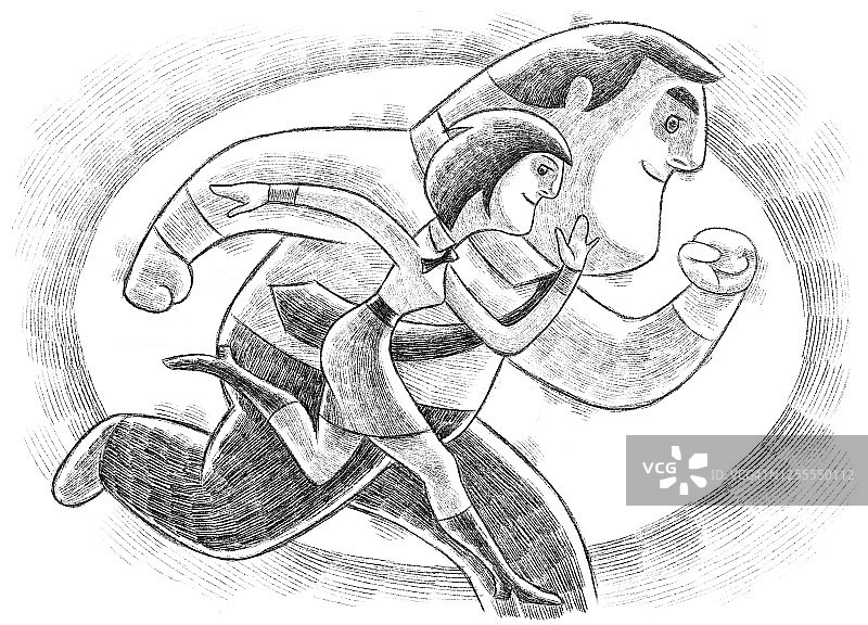 奔跑的商务男女素描图片素材
