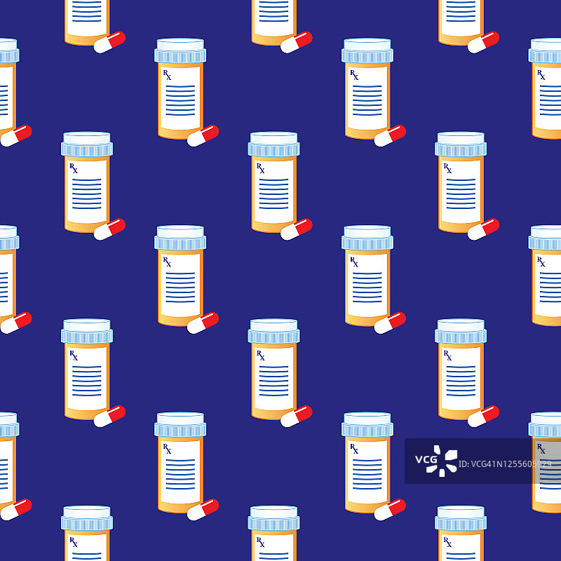 处方药瓶和药丸无缝图案图片素材