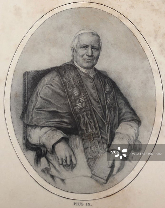 庇护九世教皇古董插画图片素材