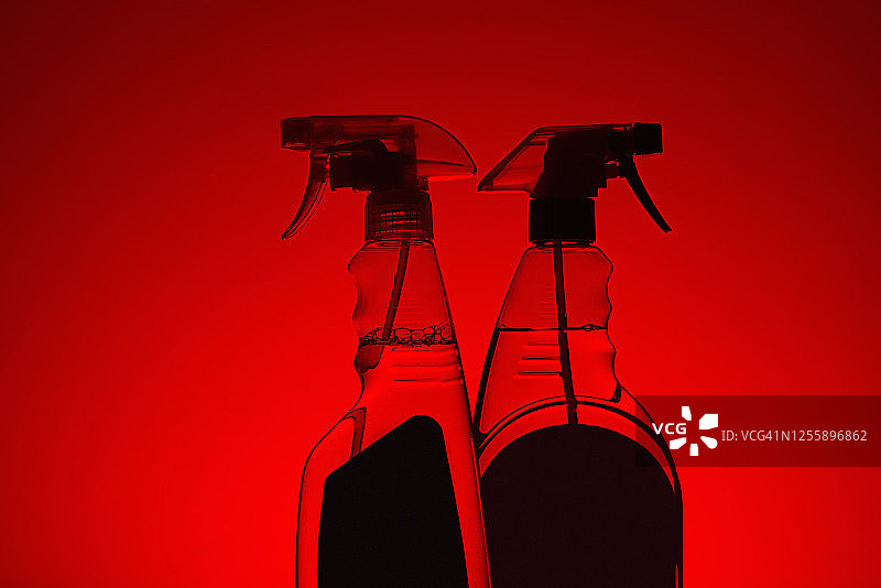 带扳机动作的清洁/消毒剂瓶特写图片素材