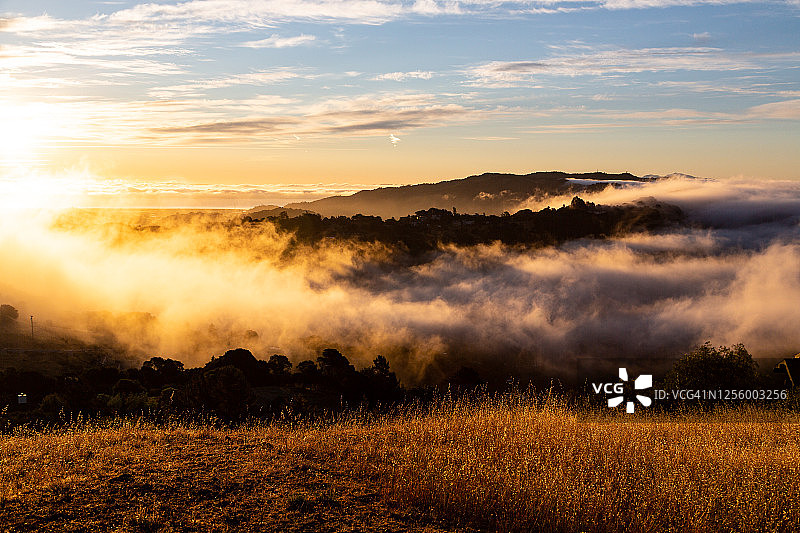 马林开放空间迷雾黎明景色图片素材
