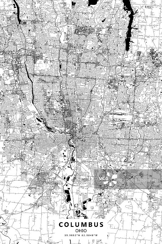 俄亥俄州哥伦布矢量地图图片素材