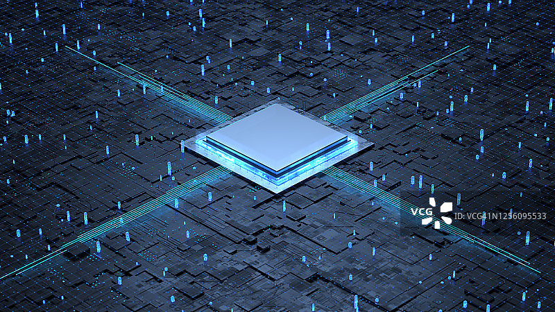 蓝色网络上的晶片图片素材