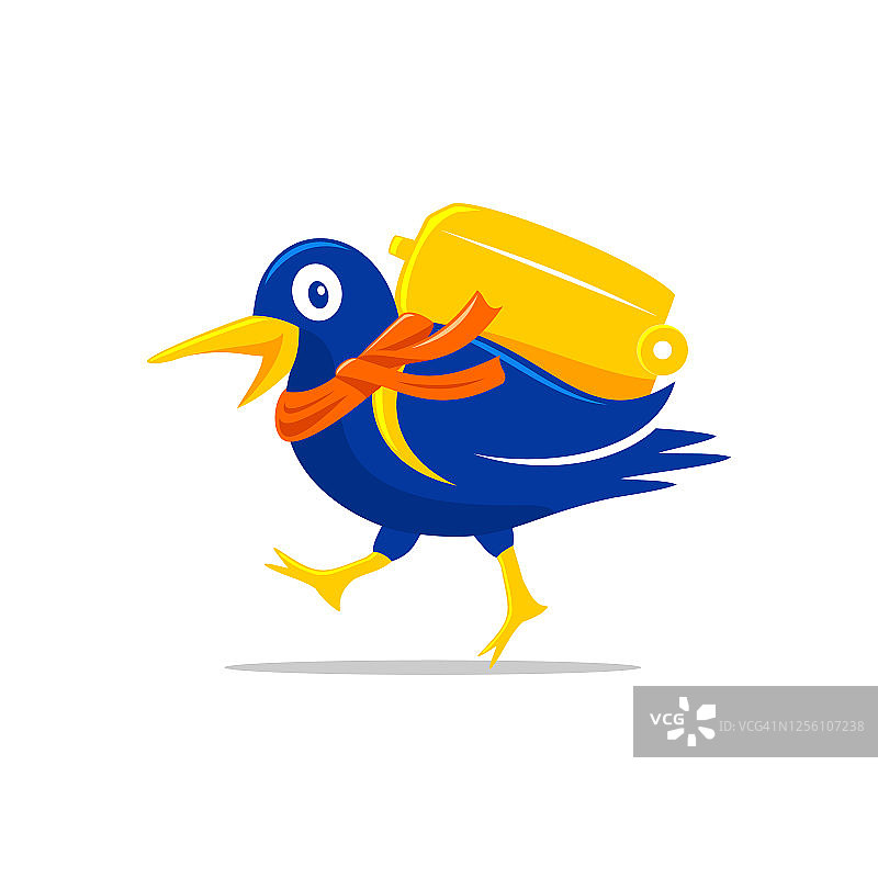 戴围巾旅行小鸟logo设计图片素材