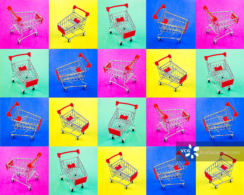 彩色购物车网格图片素材