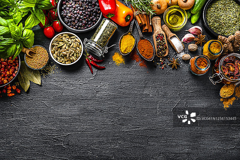 烹饪和调味食材框架，留白区域图片素材