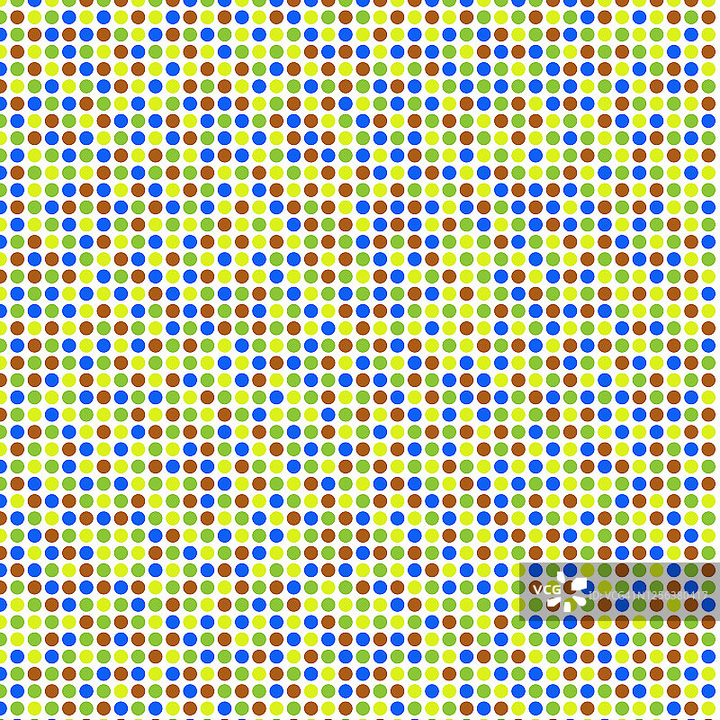 均匀分布的圆形，颜色单独设置，以相邻圆圈颜色不重复的方式挑选五种调色板图片素材