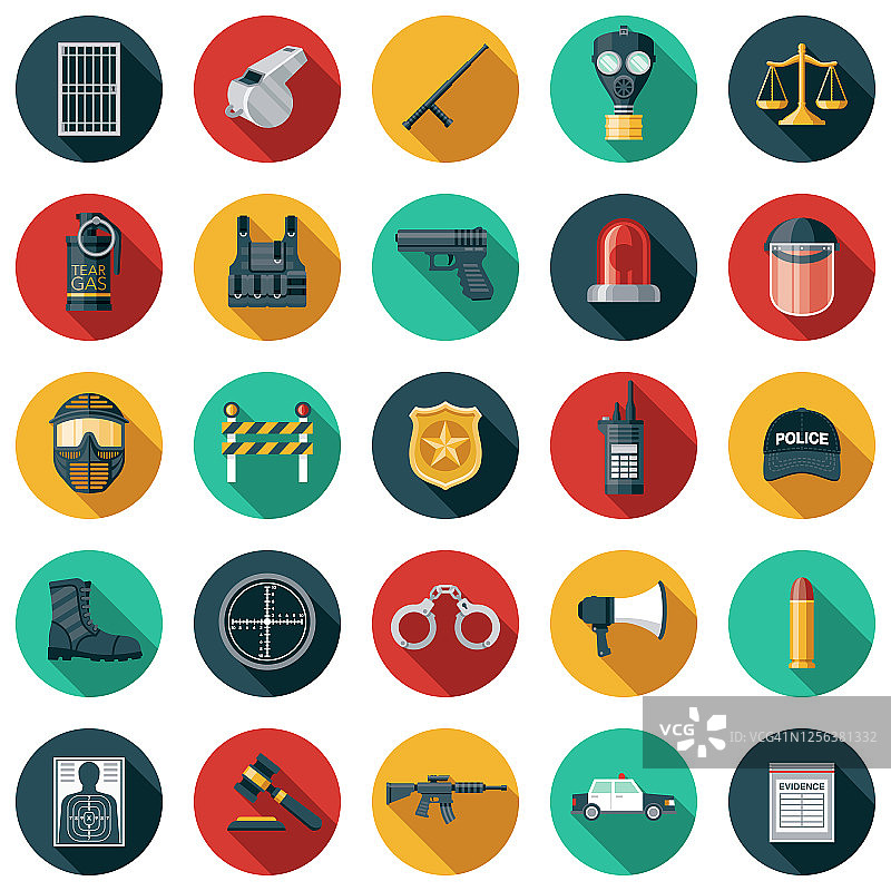 警察与执法图标集图片素材