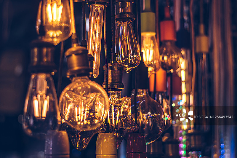 夜间彩色照明特写图片素材