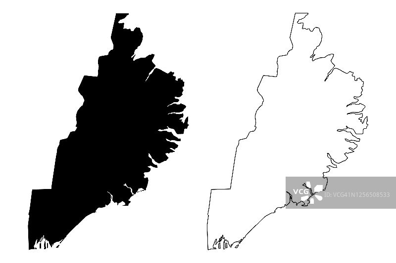 冰岛东部区域地图矢量速写插画图片素材