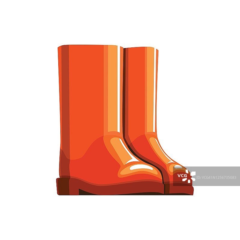 红色橡胶园艺鞋扁平插画图片素材