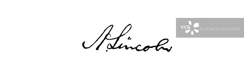 美国第16任总统亚伯拉罕·林肯的签名图片素材