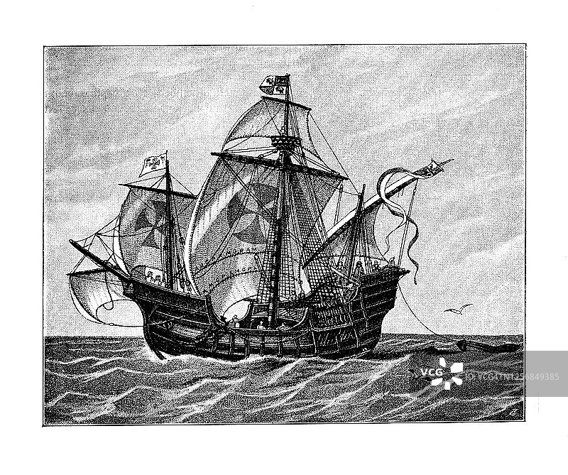 克里斯托弗·哥伦布的圣玛利亚号图片素材