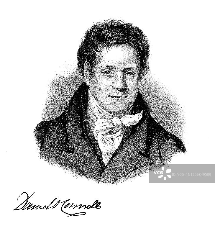 19世纪上半叶爱尔兰政治领袖丹尼尔·奥康奈尔肖像图片素材