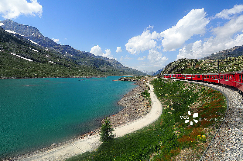 壮丽景色中的伯尼纳快车图片素材