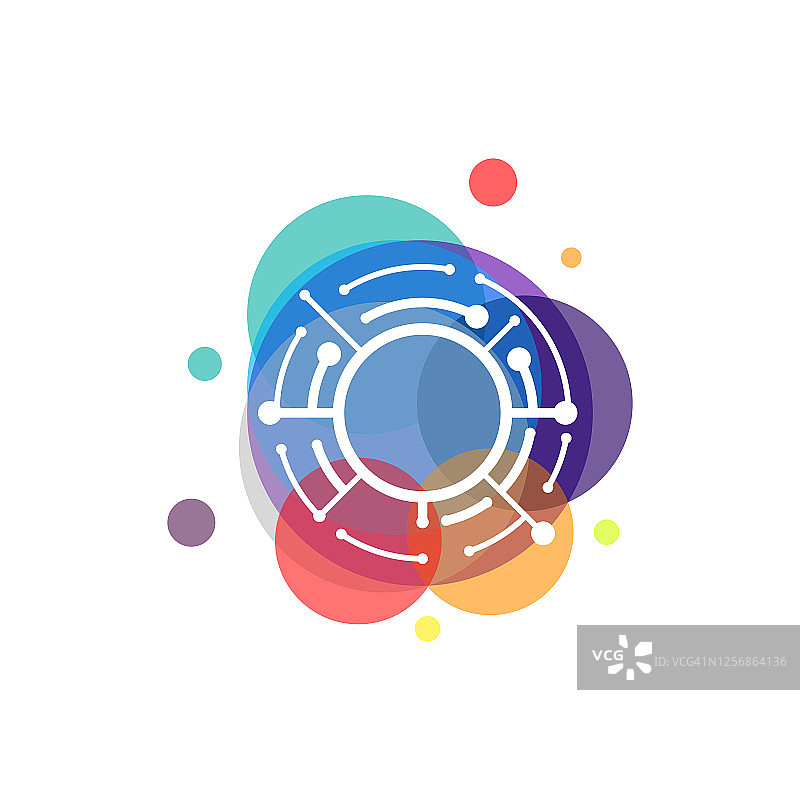 彩色圆形线材科技Logo设计矢量，彩色科技概念设计图片素材