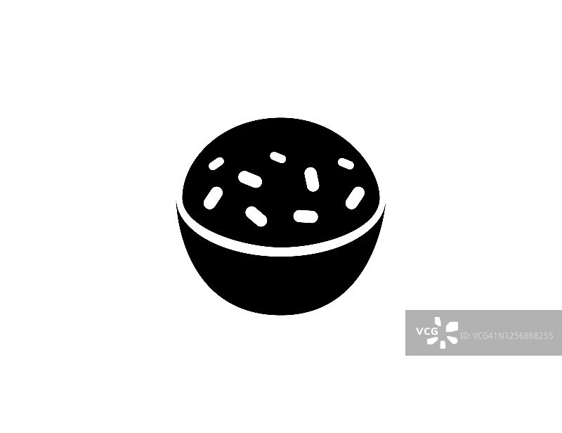 米饭矢量图标。孤立的一碗米饭扁平库存图标图片素材