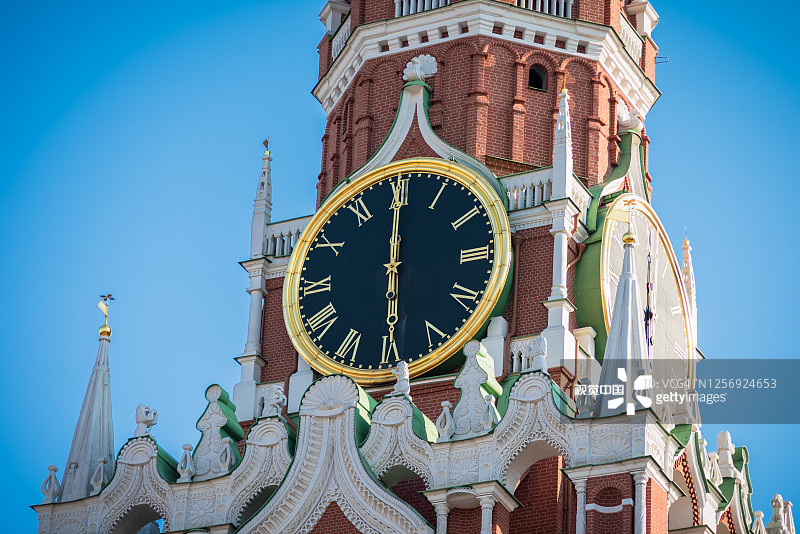 克里姆林宫斯帕斯卡娅塔楼的6点钟钟声图片素材