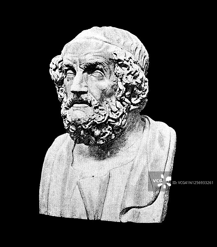 《伊利亚特》和《奥德赛》的作者，古希腊诗人荷马肖像图片素材