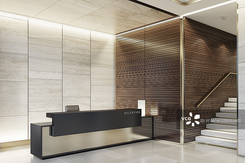 带大理石瓷砖的豪华开放式接待台内饰图片素材