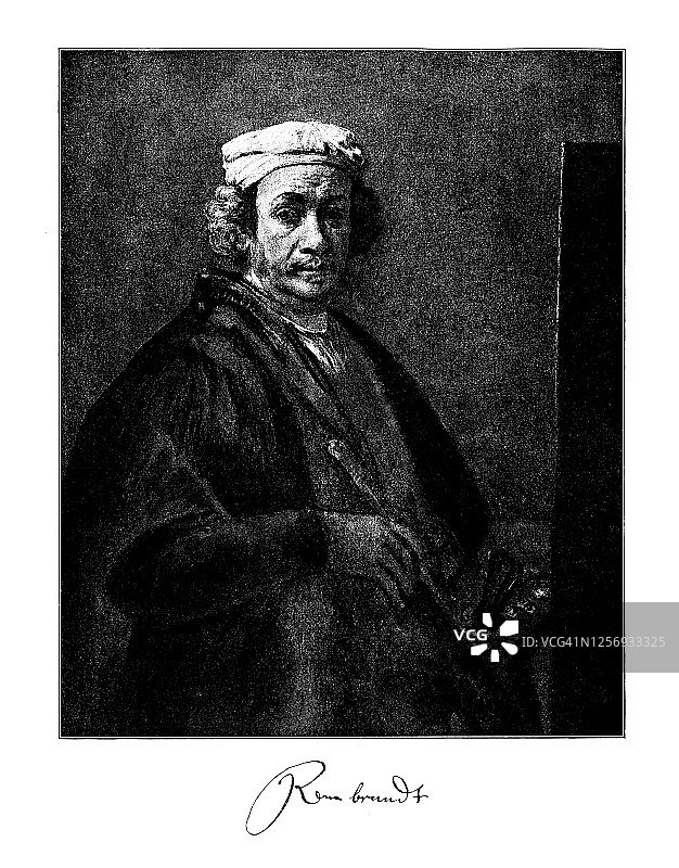 荷兰画家伦勃朗·哈尔曼松·凡·莱因肖像图片素材