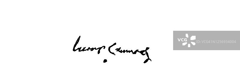 老卢卡斯·克拉纳赫签名，德国文艺复兴时期画家和雕刻家图片素材