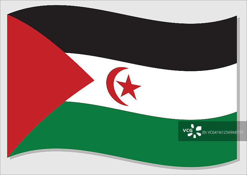 西撒哈拉旗帜飘扬矢量图图片素材