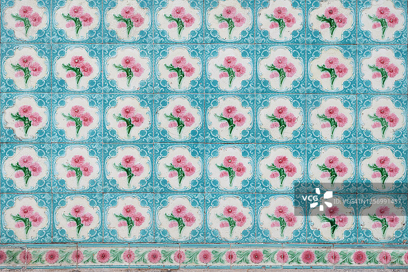 槟城传统瓷砖墙壁全景图片素材