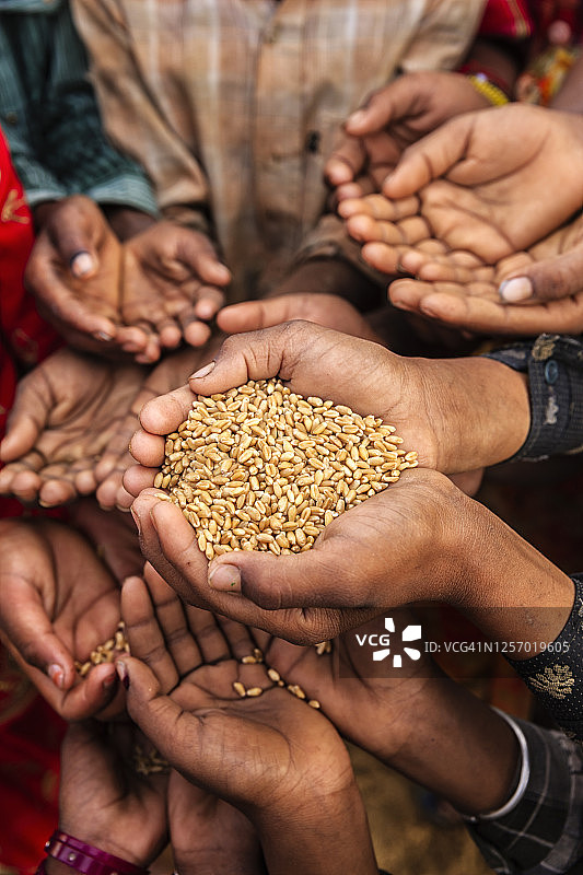 印度儿童乞讨食物图片素材