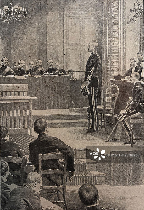 德雷福斯审判古董插画图片素材