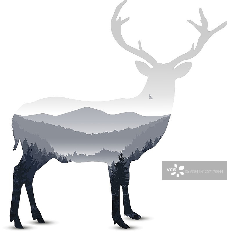 鹿的剪影图片素材