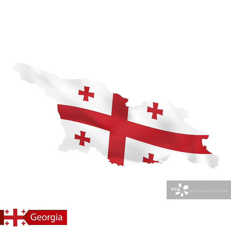 挥舞着格鲁吉亚国旗的格鲁吉亚地图图片素材