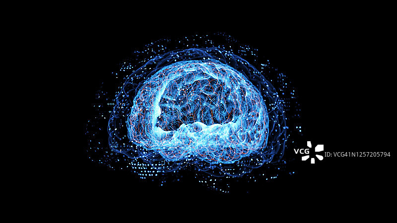 网格线条构成的大脑图片素材