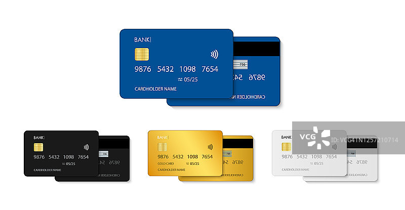 银行借记塑料卡模版设计（含芯片）图片素材