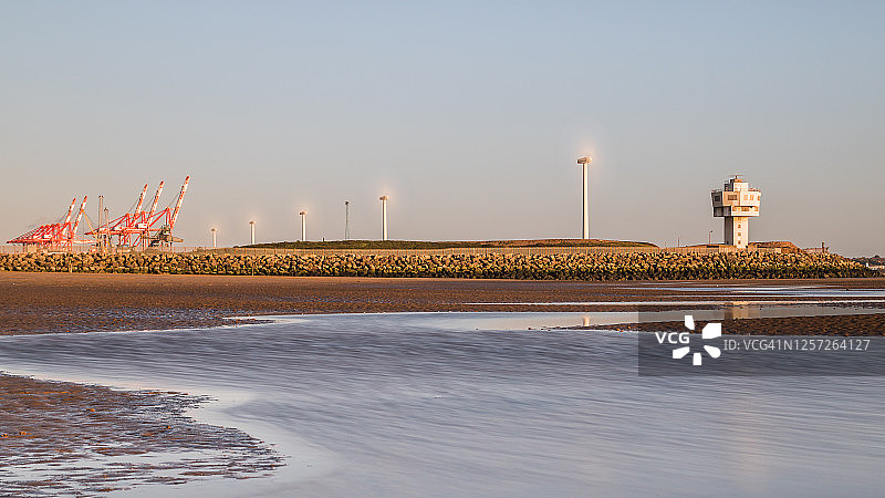 克罗斯比海滩的水道图片素材