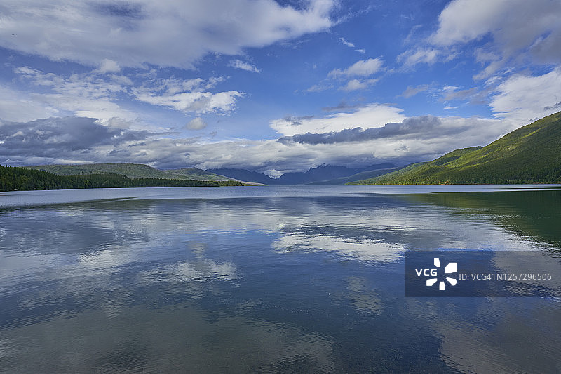 美国蒙大拿州冰川国家公园麦克唐纳湖区夏季自然风光图片素材