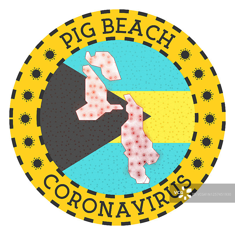 猪海滩的冠状病毒标牌图片素材