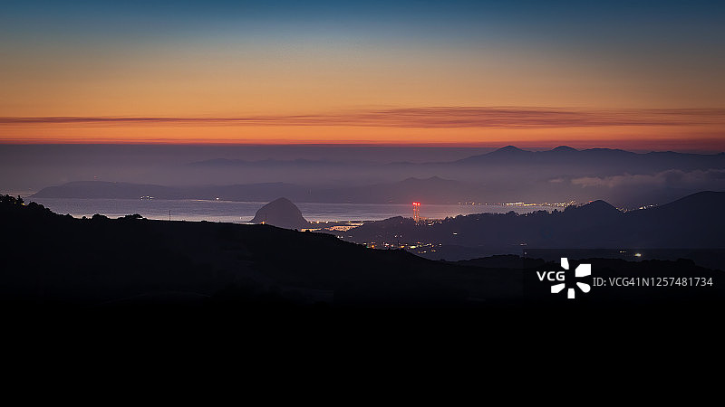 莫罗湾日落全景图片素材