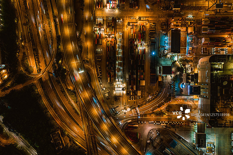 葵涌货柜码头货柜港航拍图片素材