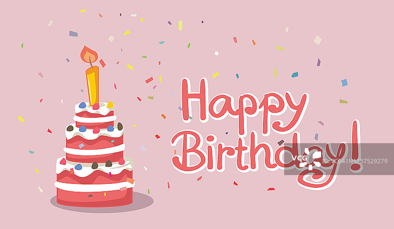 生日蛋糕贺卡设计矢量插画图片素材