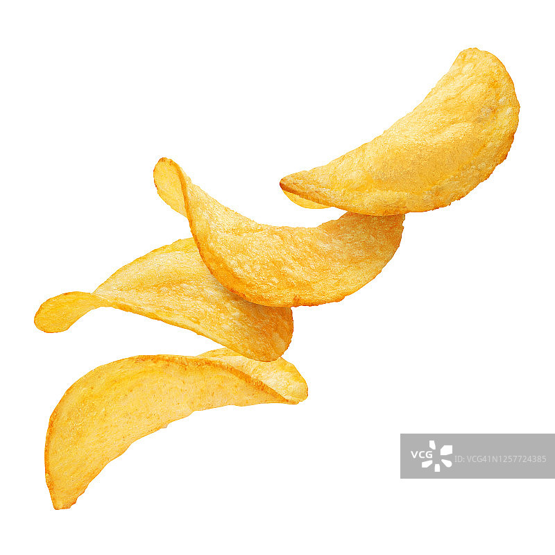 白色背景上的美味薯片图片素材